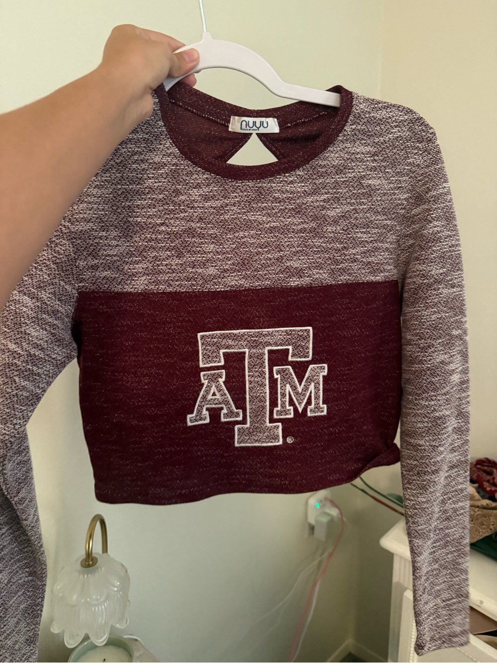 NuYu Maroon Texas A&M Crop Shirt